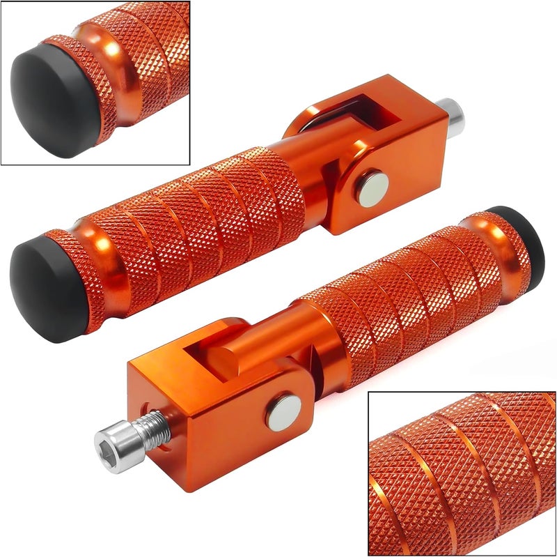 VUOZIP M8 Universal CNC Motorcycle Foot Pegs Degree Foldable Bike Pegs Aluminum Fit Electric Car Motorbike Scooter Mini Bike Ebike Dirt Bike Go Kart Honda Yamaha Suzuki Aprilia Super73 (Orange, Type A) - Image 2